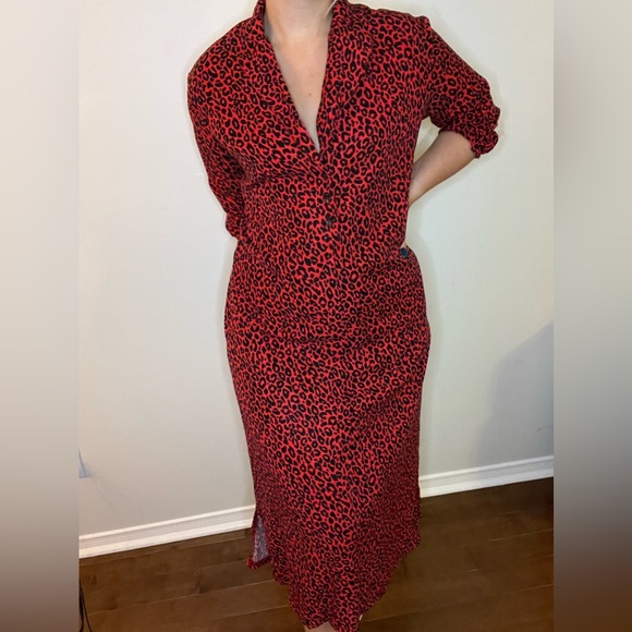 Red Cheetah Print Collard Dress by Smash & Tess - Picture 3 of 3